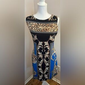 Vintage 90’s Joseph Ribkoff Black and Tan Patterned Dress - Excellent Condition!